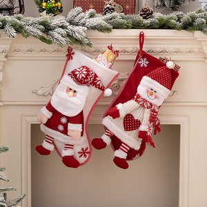 Christmas Stocking Socks Fireplace Xmas Tree Hanging Ornaments Santa Claus Candy Bags