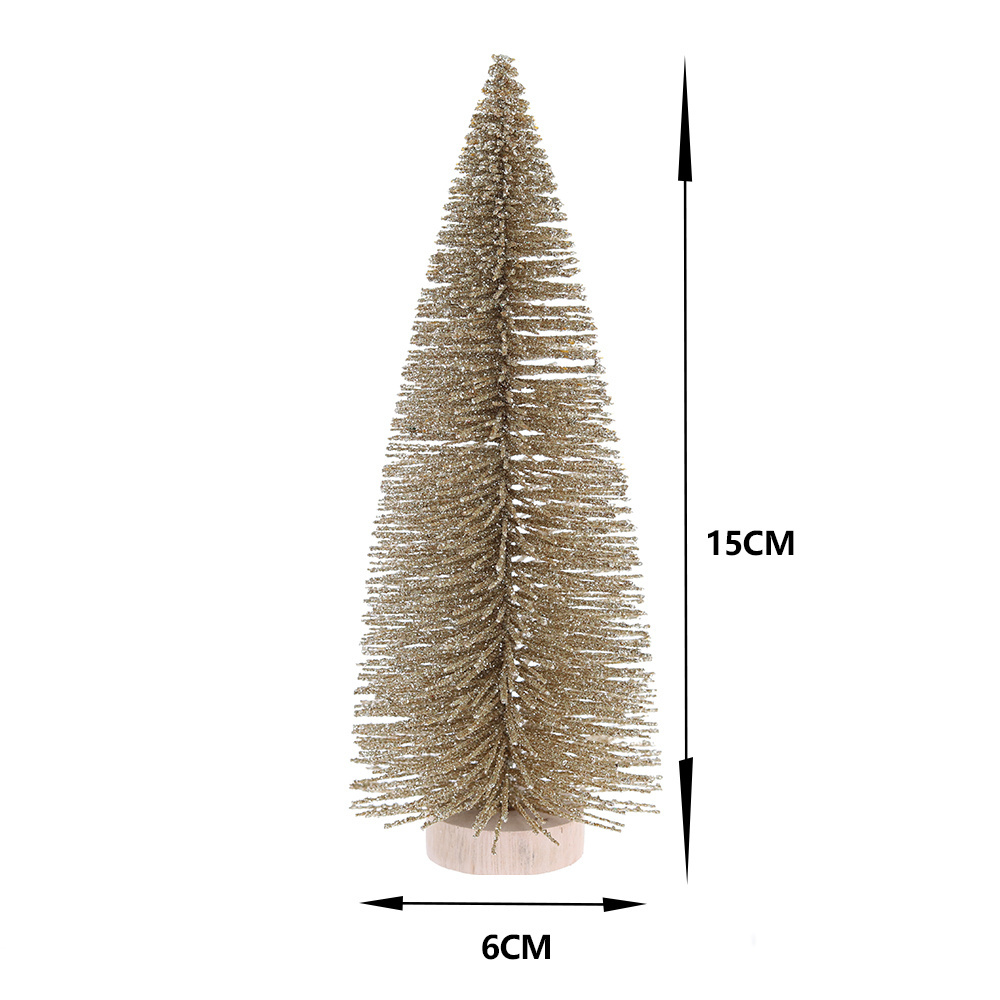 High Quality Custom Low Moq Plastic Wooden Bottle Brush Tree Winter Snow Ornaments Tabletop Trees