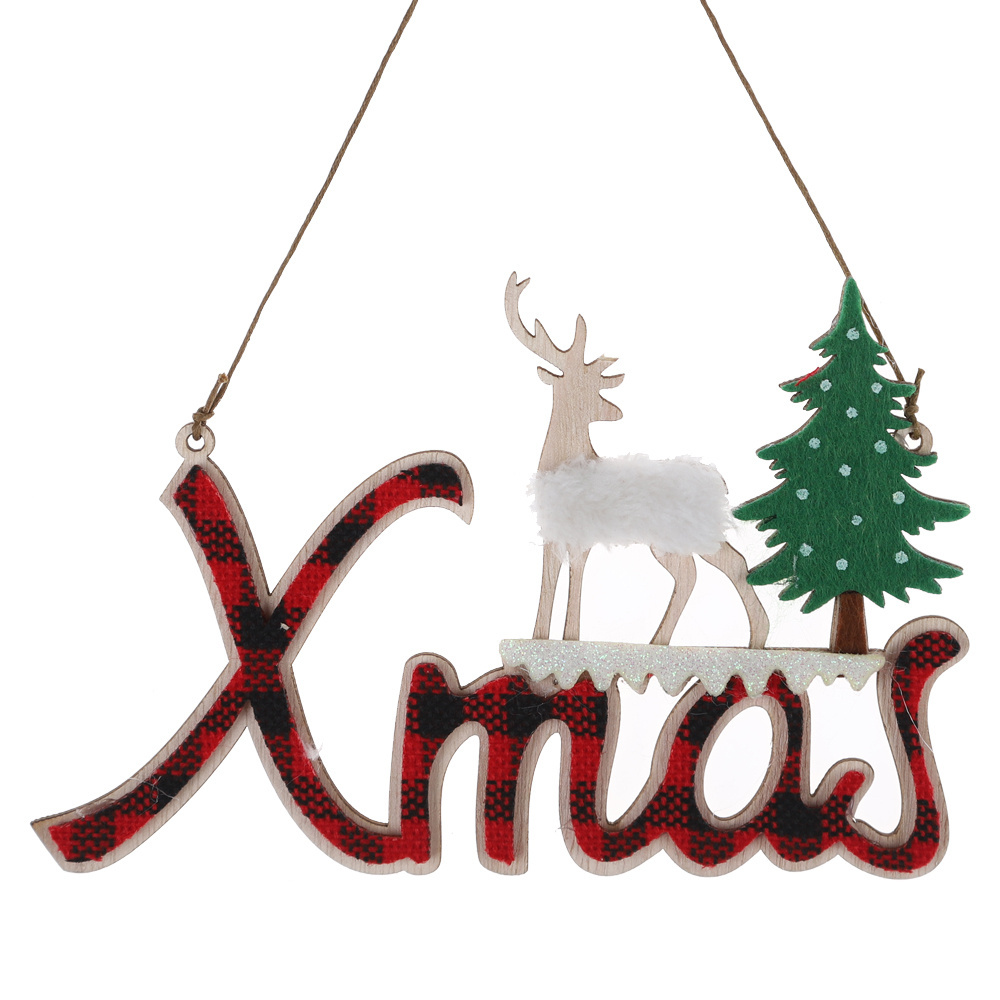 Christmas Welcome Door Hanging Decorations Wooden Letter Sign Santa Claus Gnome Pendant