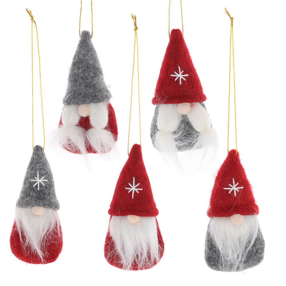 Hot Sale Mini Gnome Christmas Plush Ornaments Set Xmas Tree Hanging Decorations Gnome