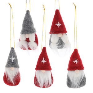 Hot Sale Mini Gnome Christmas Plush Ornaments Set Xmas Tree Hanging Decorations Gnome