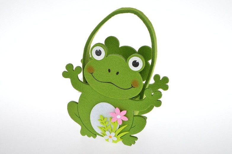 New spring frog shape felt Easter basket, candy basket with colored flowers, children's gift supplies holiday decoration