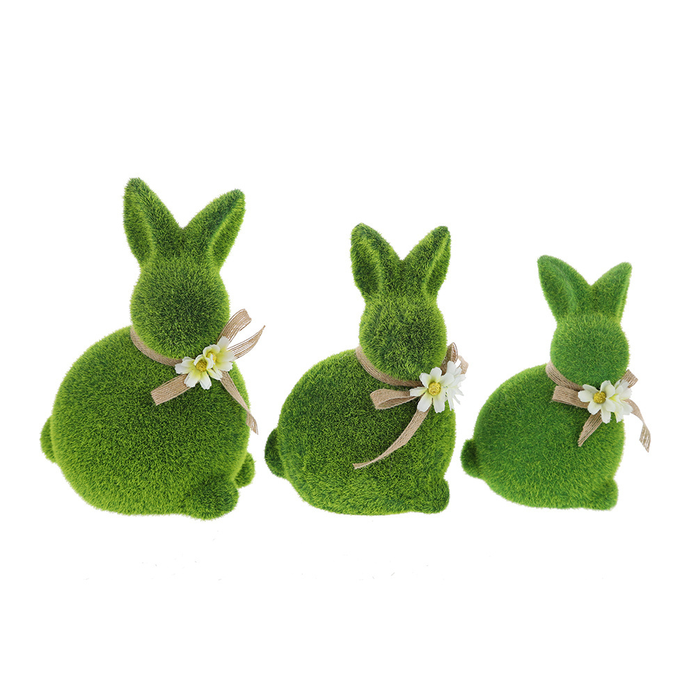 Custom Logo Home Office Decor Handmade Turf Artificial Grass Easter Bunny Moss Rabbit