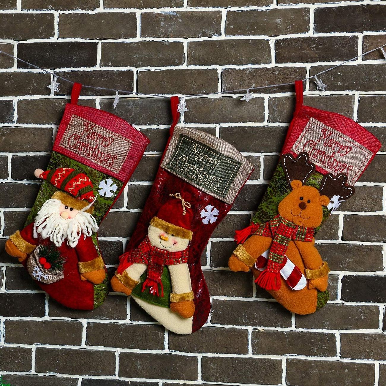 Themed Santa Snowman Reindeer Large Christmas Stockings Family Holidays Decoration