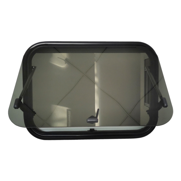 excellent quality tempered glasses round corner RV caravan extrapolation window with bug screen and shade