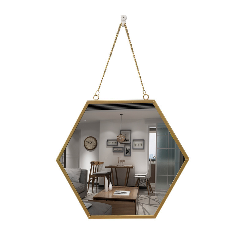 Modern Luxury Hexagonal Decorative Luxury Gold Wall Mirror for Hotel Bathroom