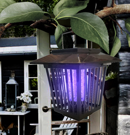 Outdoor Hanging Anti Bug Zapper Waterproof LED Solar Powered Mosquito Killer Lamp for Garden Yard