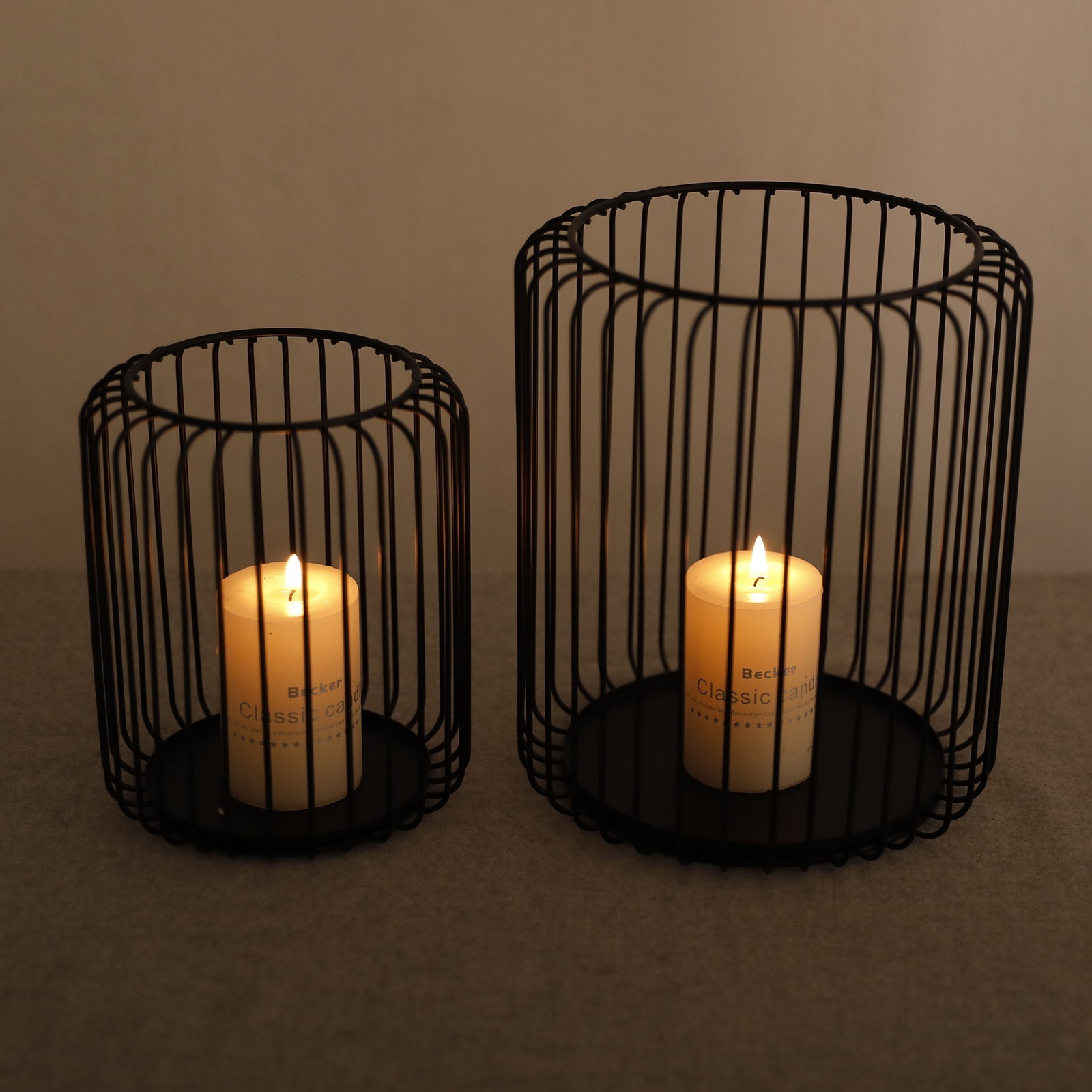 Black Retro metal iron wire Candle Holders Set of 2 home decoration Candlestick holders