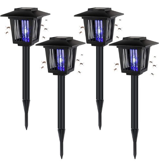 4 Pcs Waterproof Mosquito Killer Lighting Lamp Outdoor Bug Repellent 2 in 1 Solar Insect Killer Torch Fly Mosquito Zapper