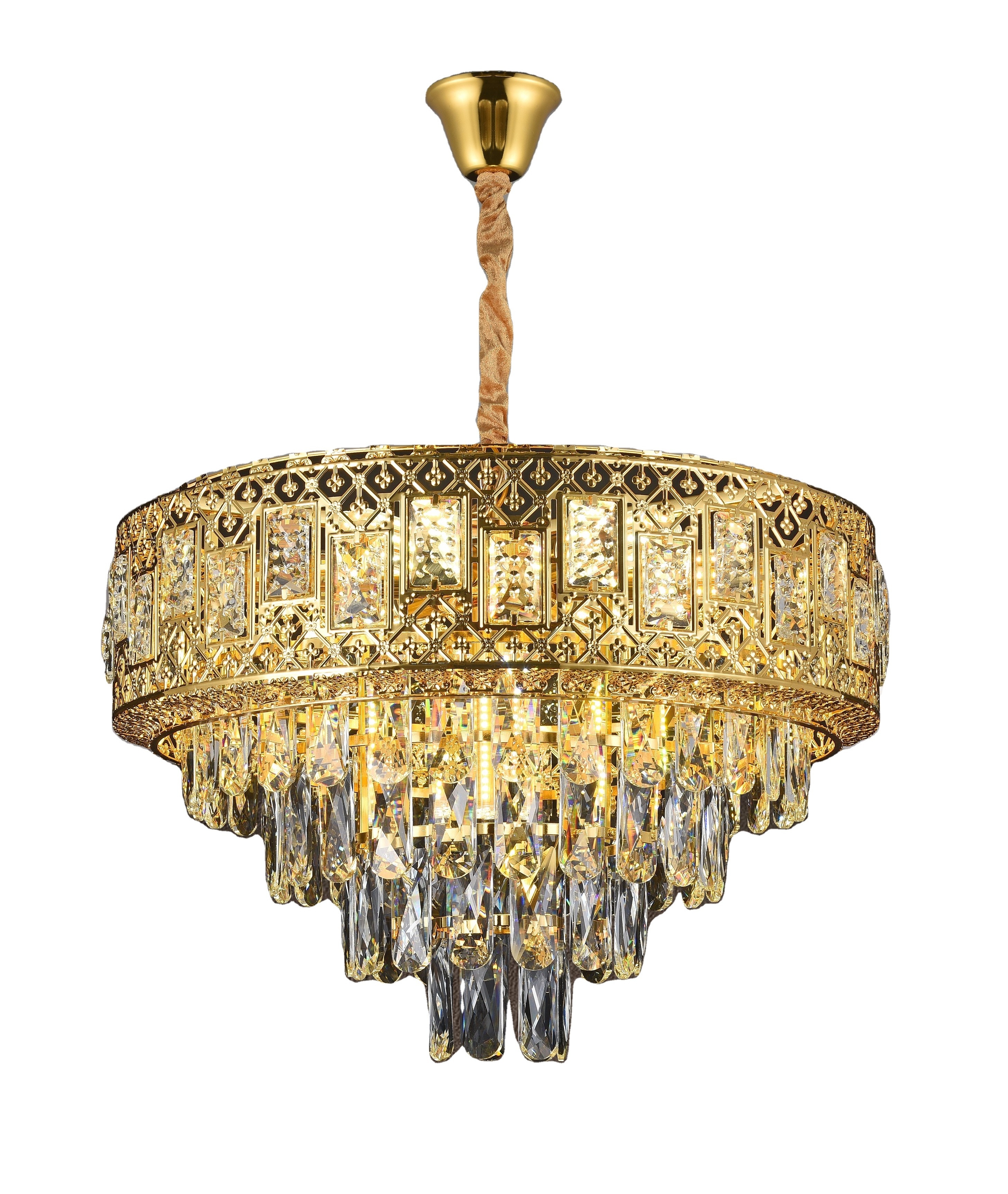 Wedding Essentials Modern Romantic Wedding Crystal and Gold Chandelier Elegant Ceiling Lighting Pendant Lights