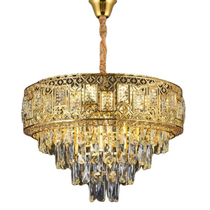 Wedding Essentials Modern Romantic Wedding Crystal and Gold Chandelier Elegant Ceiling Lighting Pendant Lights