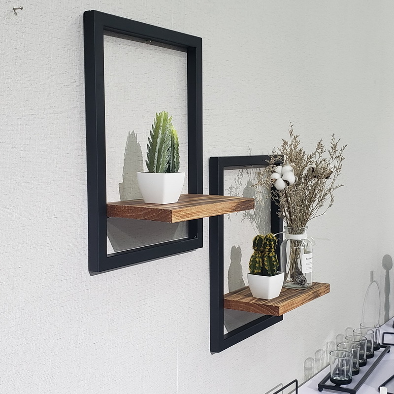 Set of 2 Floating Decorative Wall Mounted Wood Storage Hanging Wall Shelf For Frames Collectibles