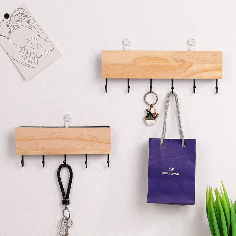 Modern design coat rack wooden with 5 hooks 6 hooks wall-mounted hanger can be hung and can be placed multi-functional shelf