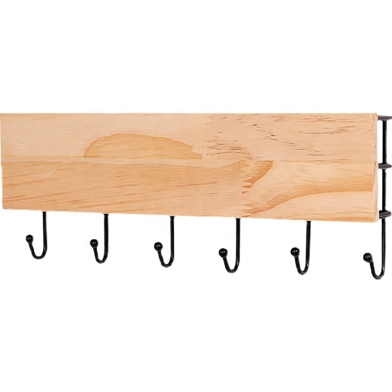 Modern design coat rack wooden with 5 hooks 6 hooks wall-mounted hanger can be hung and can be placed multi-functional shelf