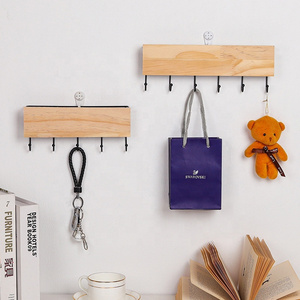 Modern design coat rack wooden with 5 hooks 6 hooks wall-mounted hanger can be hung and can be placed multi-functional shelf