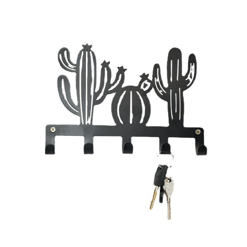 Creative design coat Iron rack with 5 hooks wall-mounted decor hanger key hook  multi-functional shelf