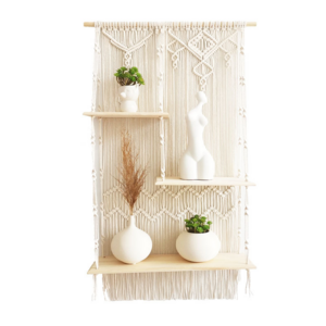 3 Tier Handmade Organizer Hanger Boho Wall Shelves Macrame Floating Indoor Plant Bohemian Wall Shelf