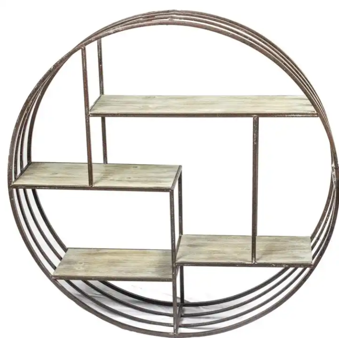 Iron circular storage rack small unit wall decoration rack bedroom living room sofa background wall hanging accessories