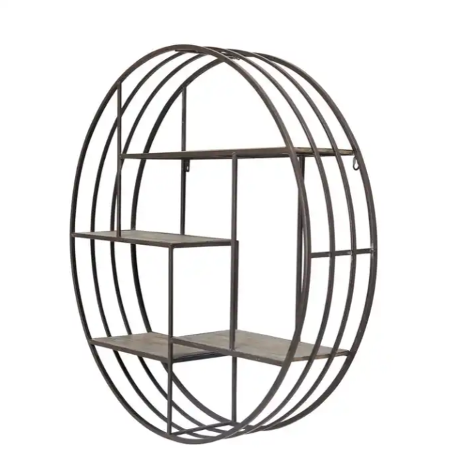 Iron circular storage rack small unit wall decoration rack bedroom living room sofa background wall hanging accessories