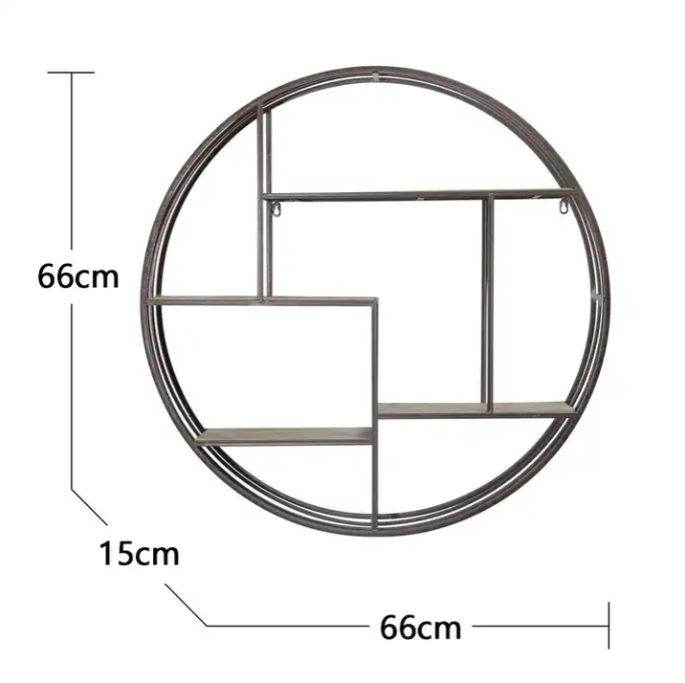 Iron circular storage rack small unit wall decoration rack bedroom living room sofa background wall hanging accessories