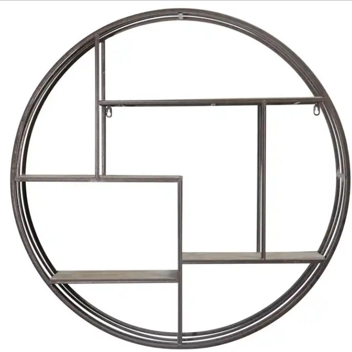 Iron circular storage rack small unit wall decoration rack bedroom living room sofa background wall hanging accessories