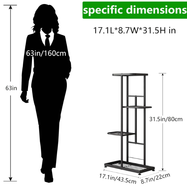 Indoor Outdoor Planter Display Shelving Unit 4 Tier 5 Potted Multiple Flower Pot Holder Shelf Metal Plant Stand