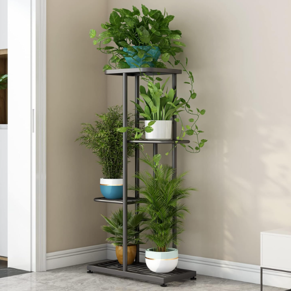 Indoor Outdoor Planter Display Shelving Unit 4 Tier 5 Potted Multiple Flower Pot Holder Shelf Metal Plant Stand