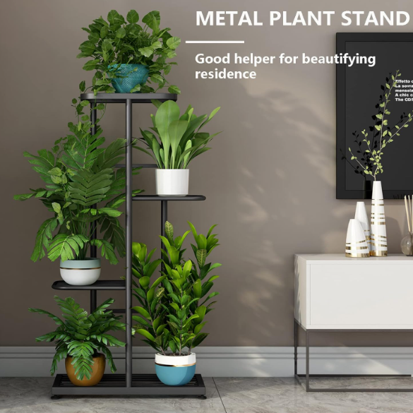 Indoor Outdoor Planter Display Shelving Unit 4 Tier 5 Potted Multiple Flower Pot Holder Shelf Metal Plant Stand