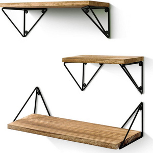 Set of 3 Floating Mounted Wood Wall Shelves home decoration wall storage shelves for living room