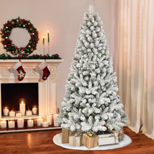 4FT 5FT 6FT PVC Artificial Christmas Tree Flocked White Christmas Tree Decorative Xmas Party Tree for Home Decor