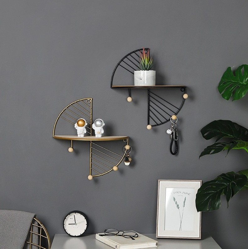 wall hanging shelf creative living room bedroom Floating Shelf Wall-Mounted Bookcase Metal Storage Display Rack