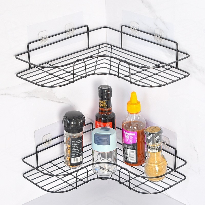 Bathroom Punch free iron storage shelf kitchen triangle storage shelf Toilet corner rack