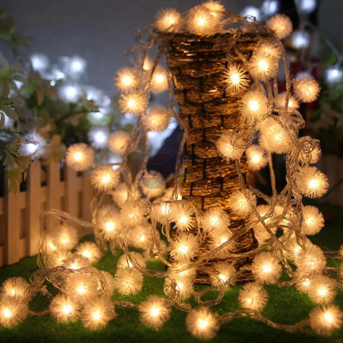 Christmas Decorations Solar Powered LED Fairy String Lights Solar Dandelion Patio Garden Decor Lights