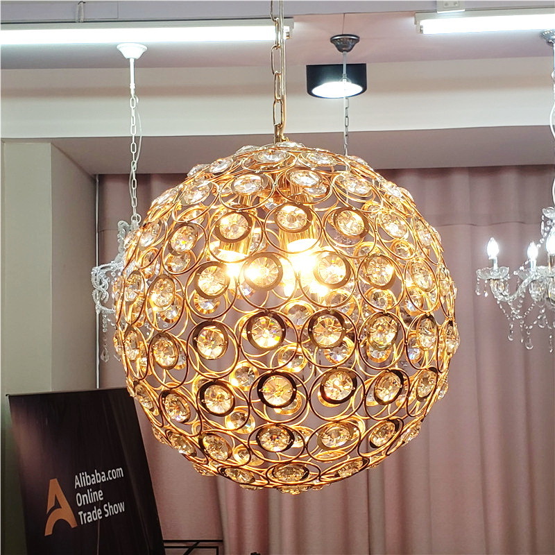 Ball Pendant Light Home Decoration Pendant Lights Gold Or Chrome Luxury Fancy Modern Crystal Chandelier Lighting