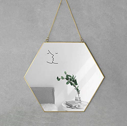 Modern Luxury Hexagonal Decorative Luxury Gold Wall Mirror for Hotel Bathroom