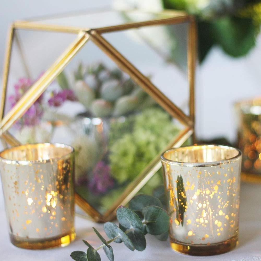 Mercury glass gold votives with tube 9 free glass for indoor luxury glass candle holder