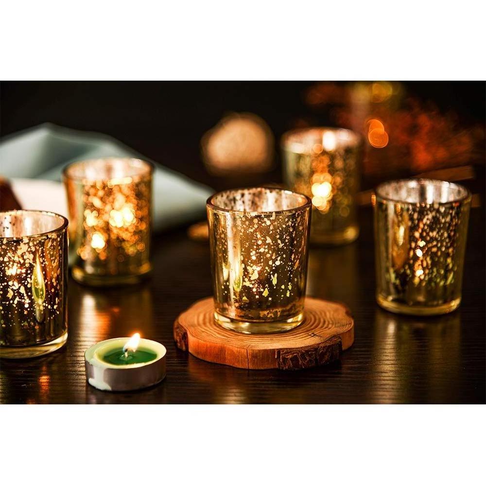 Mercury glass gold votives with tube 9 free glass for indoor luxury glass candle holder