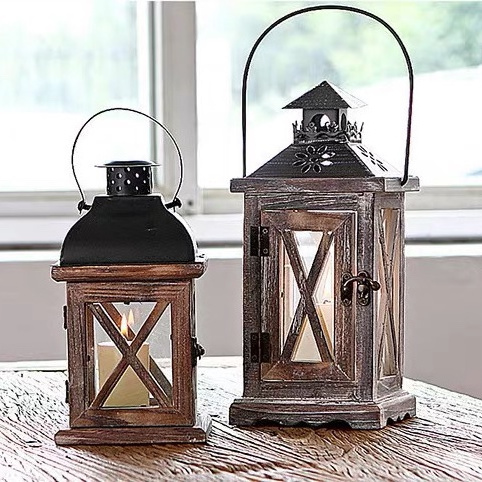 Modern Design High Quality Copper Lantern Wedding Home Decorative Glass Lantern With Print