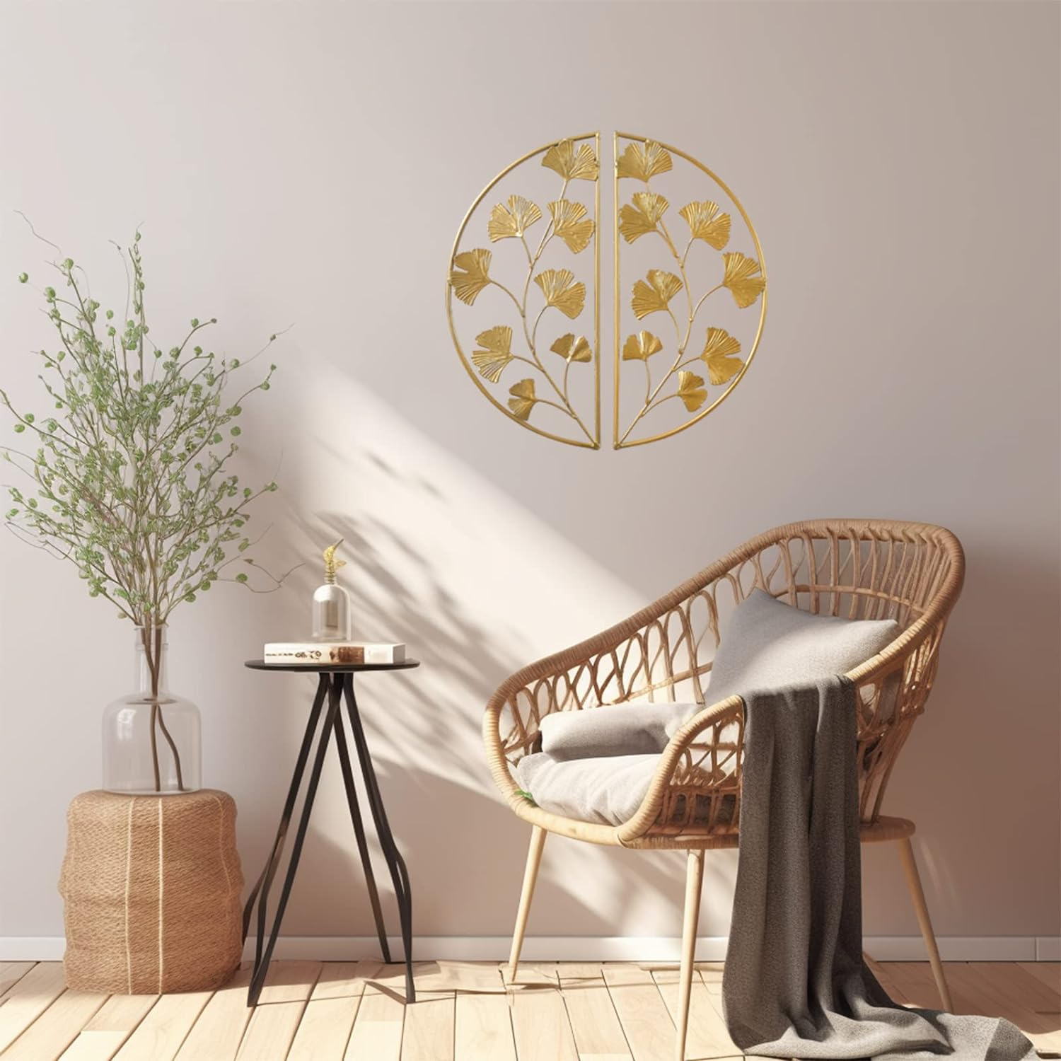 Light Luxury Ginkgo Leaf Wall Art Accents Home Decor Metal Wall Decor for Living Room