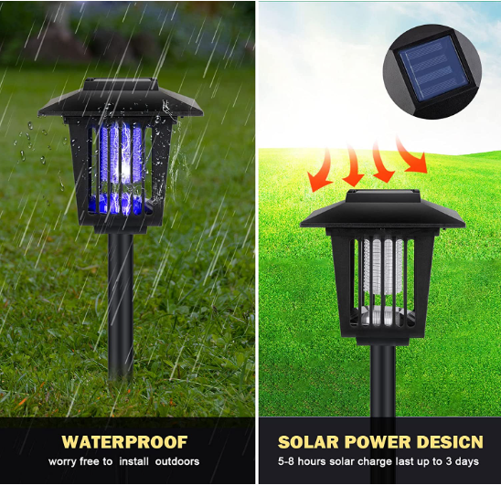 4 Pcs Waterproof Mosquito Killer Lighting Lamp Outdoor Bug Repellent 2 in 1 Solar Insect Killer Torch Fly Mosquito Zapper