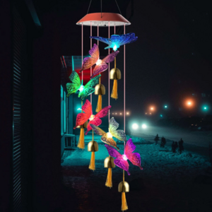 Color Changing Butterfly Hanging Windchime Outdoor Decoration Patio Lighting Solar Powered LED Mobile Wind Chime Lights