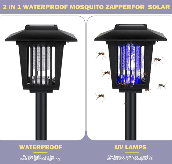 4 Pcs Waterproof Mosquito Killer Lighting Lamp Outdoor Bug Repellent 2 in 1 Solar Insect Killer Torch Fly Mosquito Zapper