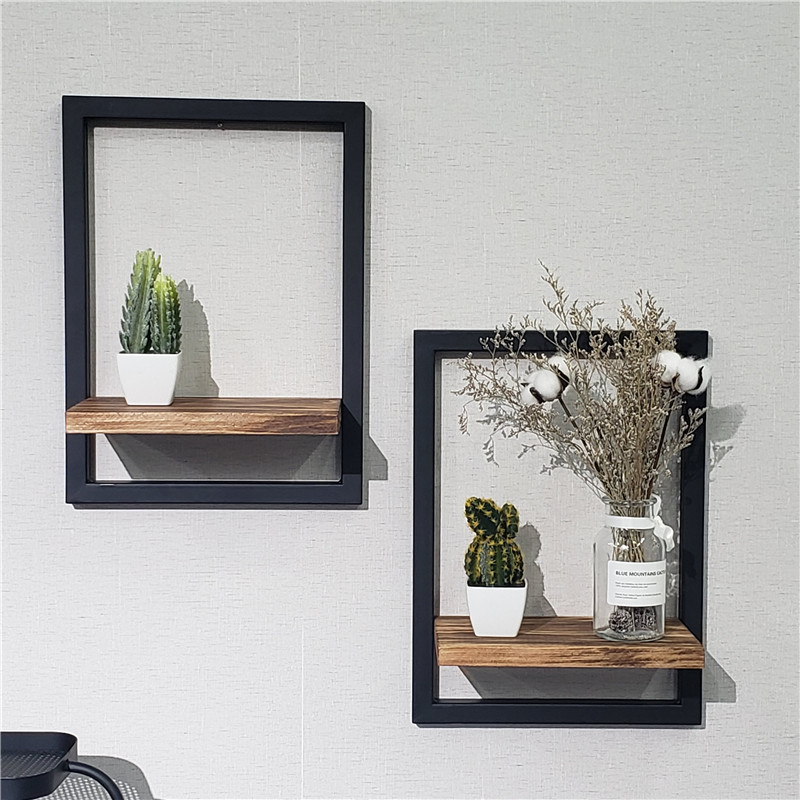 Set of 2 Floating Decorative Wall Mounted Wood Storage Hanging Wall Shelf For Frames Collectibles