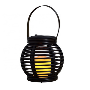 Waterproof Outdoor Hanging Solar Light Lantern Plastic Weave Garden LED Light Powered by Solar Panel