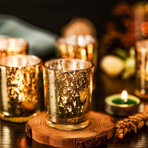 Mercury glass gold votives with tube 9 free glass for indoor luxury glass candle holder