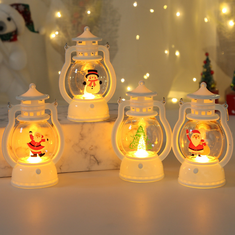 Christmas decoration lantern hand-held Santa Claus night lantern LED small lamp plastic lantern