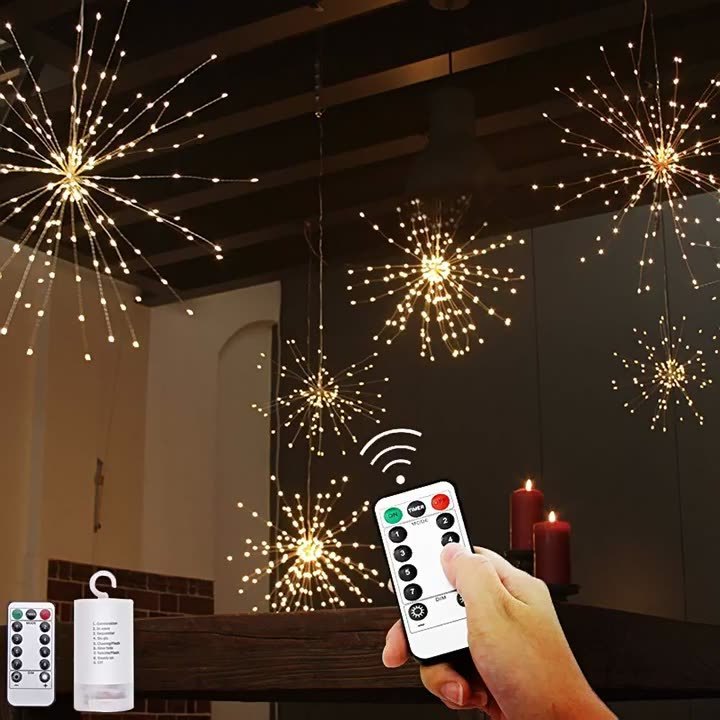 Battery Hanging LED Firework Copper Wire Lights Decorative Lighting For Holiday Party Decoration Fairy Lights