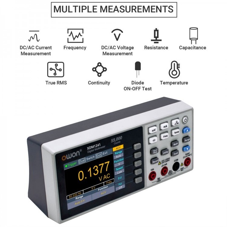 Owon XDM1241 Rechargeable 55000 Counts High Accuracy True RMS Universal Meter Digital Multimeter