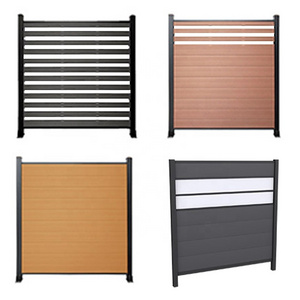 Garden yard wood plastic composite border easy install outdoor wpc laminated garden wall fence panel set post steel