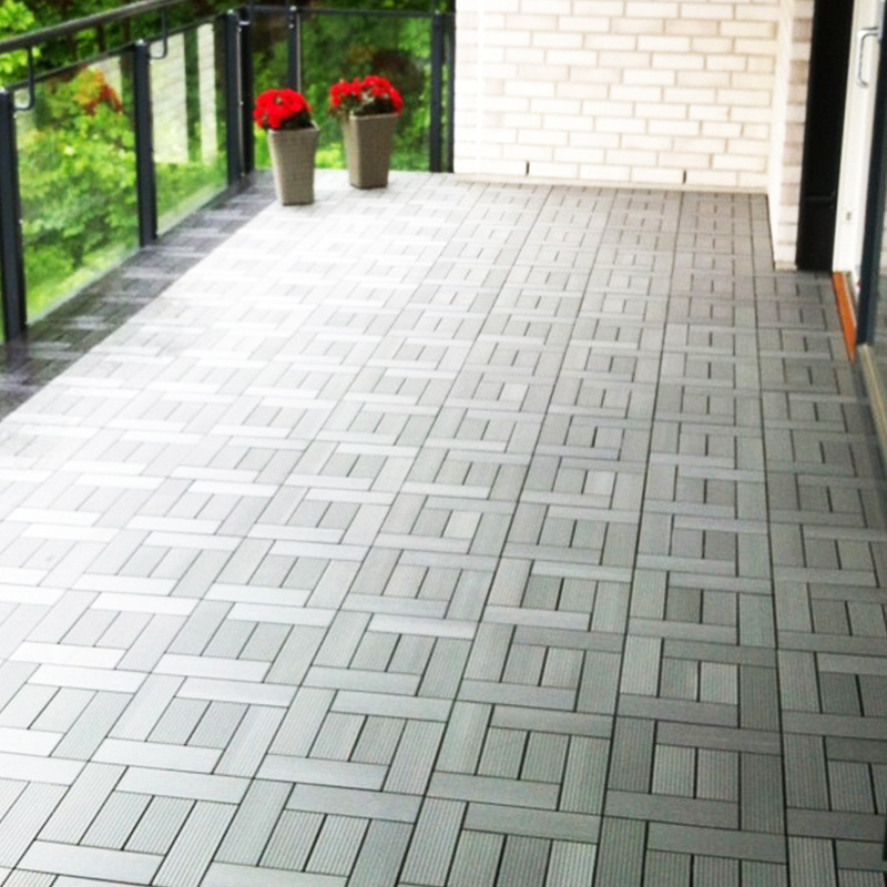 Outdoor exterior home garden cheap WPC DIY interlocking wood plastic composite floor deck tiles